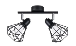 Outlet Sollux Deckenstrahler 2-flammig Schwarz Metall Käfig Schirm