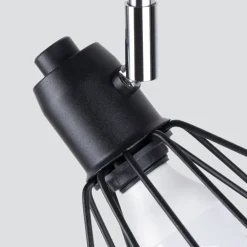 Outlet Sollux Deckenstrahler 2-flammig Schwarz Metall Käfig Schirm