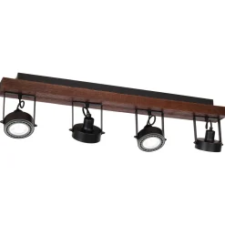 Best Luminex Deckenstrahler flexibel Holz Metall Schwarz 4-flammig