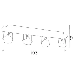 Best Luminex Deckenstrahler flexibel Holz Metall Schwarz 4-flammig