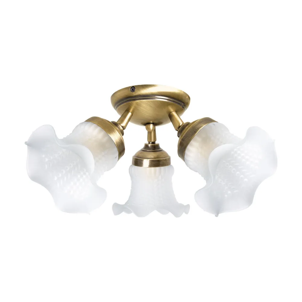 Giovanni Battista Deckenstrahler Floral 3-flammig Messing Glas Ø 37 cm* Deckenleuchten|Spots