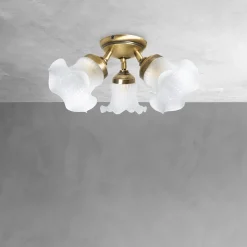 Giovanni Battista Deckenstrahler Floral 3-flammig Messing Glas Ø 37 cm* Deckenleuchten|Spots