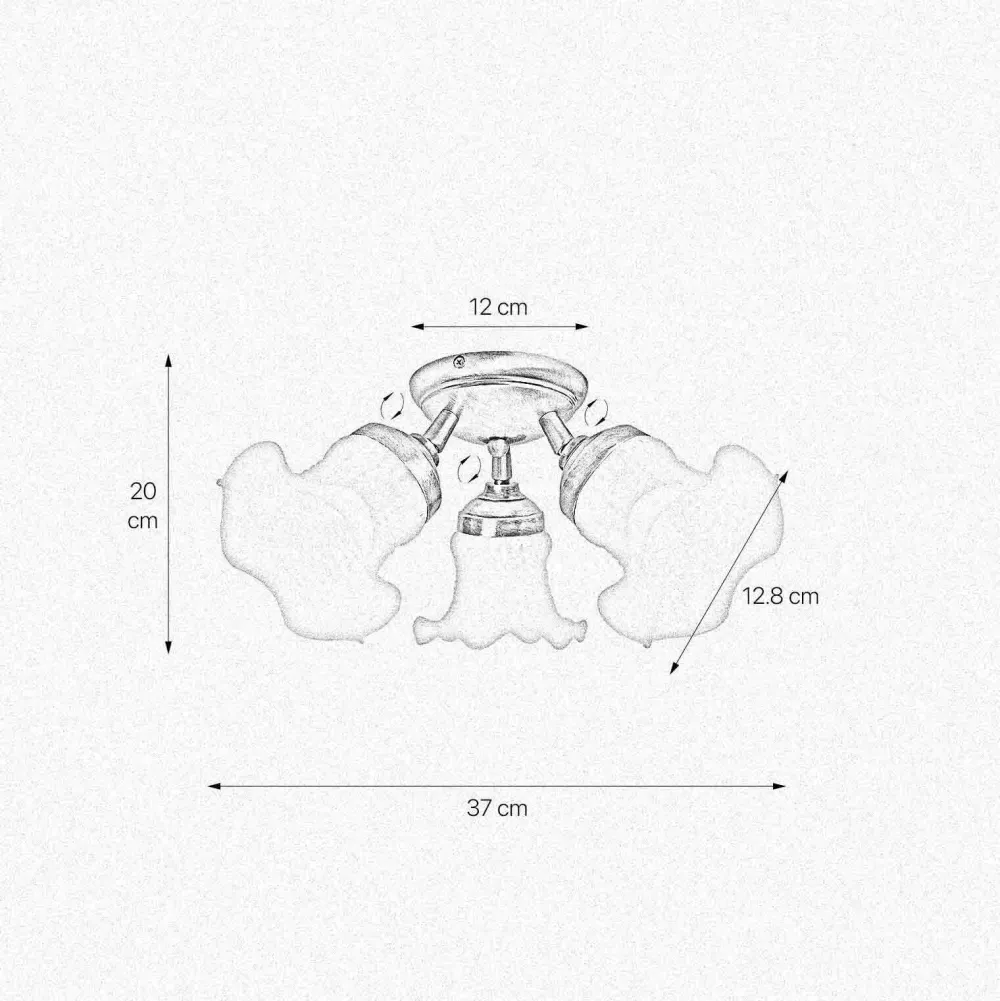 Giovanni Battista Deckenstrahler Floral 3-flammig Messing Glas Ø 37 cm* Deckenleuchten|Spots