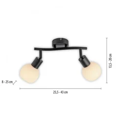 Just Light Deckenstrahler Glas Metall 43 cm inkl E14 5 W flexibel* Flurlampen|Bürolampen
