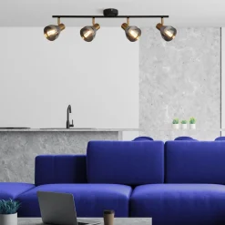 Searchlight Deckenstrahler Glas Metall B: 84 cm 4-flammig E14 verstellbar