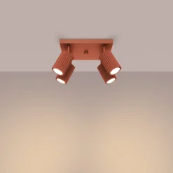 Sollux Deckenstrahler GU10 4-flammig B: 25 cm klein quadratisch Rot* Flurlampen|Wohnzimmerlampen