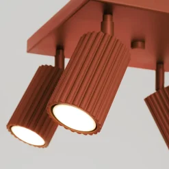 Sollux Deckenstrahler GU10 4-flammig B: 25 cm klein quadratisch Rot* Flurlampen|Wohnzimmerlampen