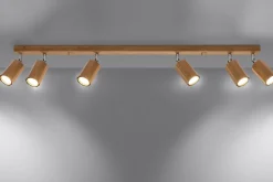 Clearance Sollux Deckenstrahler Holz 120 cm lang 6x GU10 verstellbar