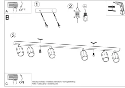 Clearance Sollux Deckenstrahler Holz 120 cm lang 6x GU10 verstellbar