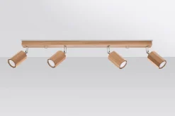 Sollux Deckenstrahler Holz 80 cm lang 4-flammig schwenkbar GU10* Holzlampen|Moderne Lampen