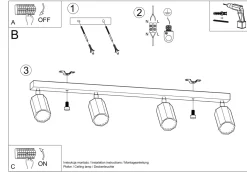 Sollux Deckenstrahler Holz 80 cm lang 4-flammig schwenkbar GU10* Holzlampen|Moderne Lampen