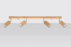 Sollux Deckenstrahler Holz 4-flammig 80 cm lang GU10 VESUVIA* Holzlampen|Moderne Lampen