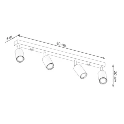 Sollux Deckenstrahler Holz 4-flammig 80 cm lang GU10 VESUVIA* Holzlampen|Moderne Lampen