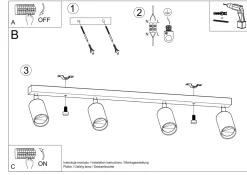 Sollux Deckenstrahler Holz 4-flammig 80 cm lang GU10 VESUVIA* Holzlampen|Moderne Lampen