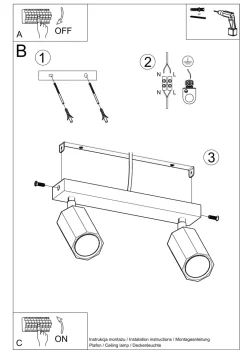 Sollux Deckenstrahler Holz länglich 30 cm 2-flammig GU10 Modern* Deckenleuchten|Flurlampen