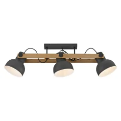 Just Light Deckenstrahler Holz Metall E27 96 cm 3-flammig flexibel* Flurlampen|Bürolampen