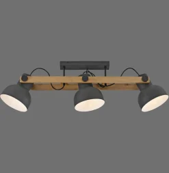 Just Light Deckenstrahler Holz Metall E27 96 cm 3-flammig flexibel* Flurlampen|Bürolampen