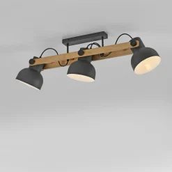 Just Light Deckenstrahler Holz Metall E27 96 cm 3-flammig flexibel* Flurlampen|Bürolampen