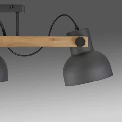 Just Light Deckenstrahler Holz Metall E27 96 cm 3-flammig flexibel* Flurlampen|Bürolampen