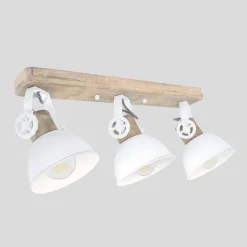 Steinhauer Deckenstrahler Holz Metall Weiß 59 cm E27 beweglich* Deckenleuchten|Spots