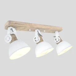 Steinhauer Deckenstrahler Holz Metall Weiß 59 cm E27 beweglich* Deckenleuchten|Spots