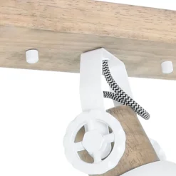 Steinhauer Deckenstrahler Holz Metall Weiß 59 cm E27 beweglich* Deckenleuchten|Spots