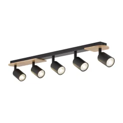 TK Lighting Deckenstrahler Holz Metall 85 cm lang Braun Schwarz 5x GU10* Deckenleuchten|Spots