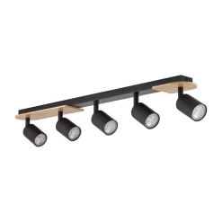 TK Lighting Deckenstrahler Holz Metall 85 cm lang Braun Schwarz 5x GU10* Deckenleuchten|Spots