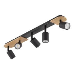 TK Lighting Deckenstrahler Holz Metall 85 cm lang Braun Schwarz 5x GU10* Deckenleuchten|Spots