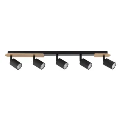 TK Lighting Deckenstrahler Holz Metall 85 cm lang Braun Schwarz 5x GU10* Deckenleuchten|Spots