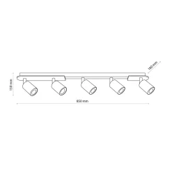 TK Lighting Deckenstrahler Holz Metall 85 cm lang Braun Schwarz 5x GU10* Deckenleuchten|Spots