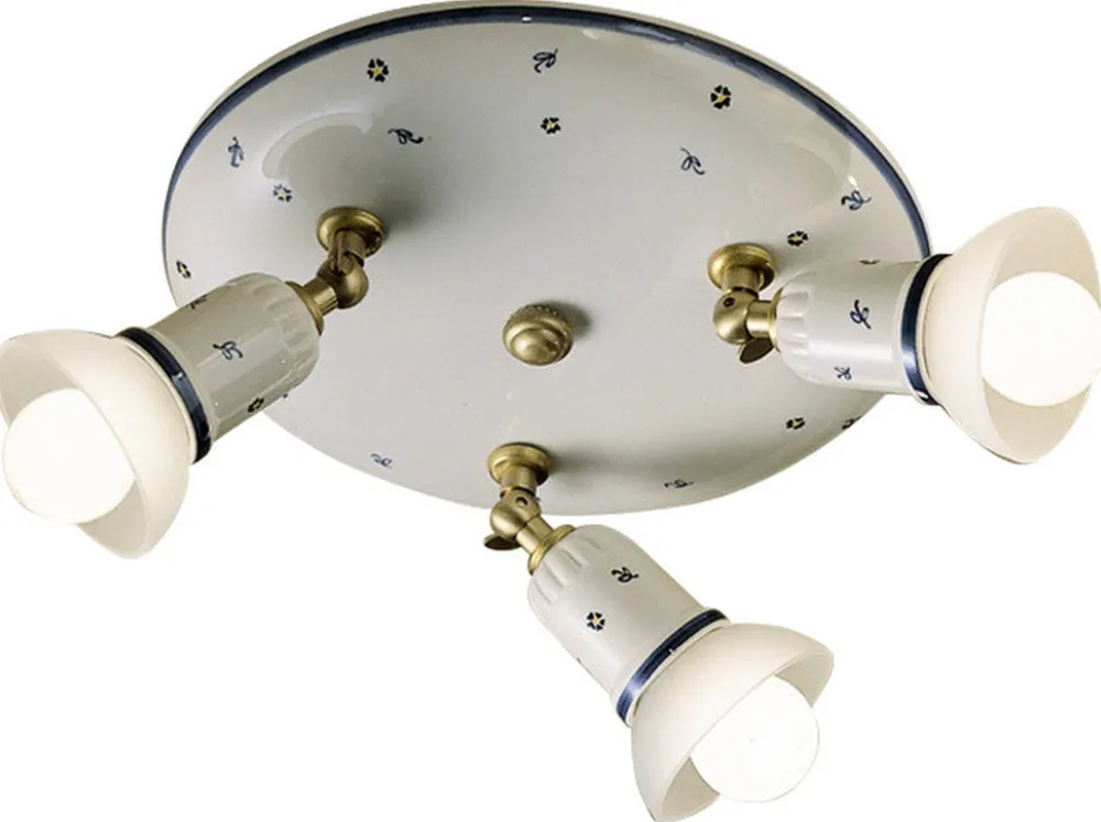 Sale Ferroluce Deckenstrahler Keramik Metall E14 rund Ø 42 cm Weiß