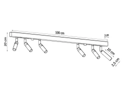 Sollux Deckenstrahler Metall 100 cm lang 6-flammig G9 Schwarz