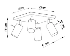 Sollux Deckenstrahler Metall 4-flammig Chrom B: 25 cm GU10* Wohnzimmerlampen|Moderne Lampen