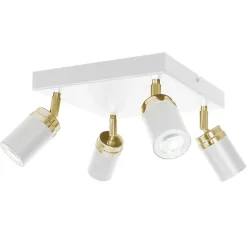 Hot Luminex Deckenstrahler Metall 4-flammig Weiß Gold GU10 verstellbar