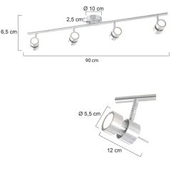Steinhauer Deckenstrahler Metall 4-flmg 90 cm inkl. GU10 beweglich* Deckenleuchten|Spots