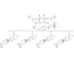 Steinhauer Deckenstrahler Metall 4-flmg 90 cm inkl. GU10 beweglich* Deckenleuchten|Spots