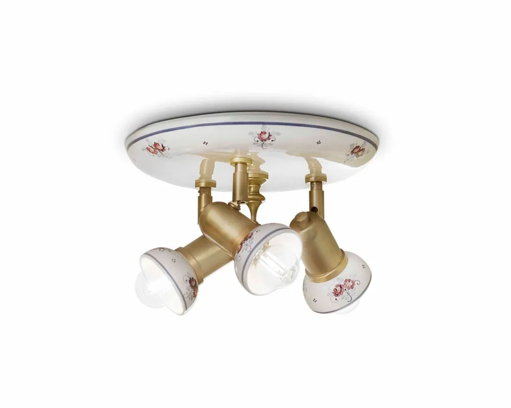 Ferroluce Deckenstrahler Metall Keramik E14 verstellbar 3-flammig* Wohnzimmerlampen|Keramiklampen