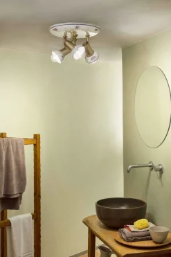 Ferroluce Deckenstrahler Metall Keramik E14 verstellbar 3-flammig* Wohnzimmerlampen|Keramiklampen