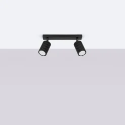 Outlet Sollux Deckenstrahler Modern B: 30 cm klein 2-flammig GU10 Schwarz