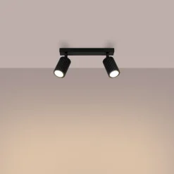 Outlet Sollux Deckenstrahler Modern B: 30 cm klein 2-flammig GU10 Schwarz
