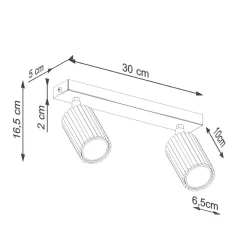 Outlet Sollux Deckenstrahler Modern B: 30 cm klein 2-flammig GU10 Schwarz