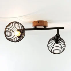 Easylight Deckenstrahler Retro Design Holz Metall 2-flammig E14* Holzlampen|Küchenlampen