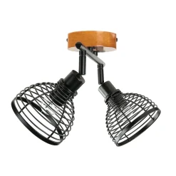 Easylight Deckenstrahler Retro Design Holz Metall 2-flammig E14* Holzlampen|Küchenlampen