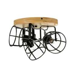 Easylight Deckenstrahler rund Ø 27 cm Holz Metall 3x E14* Holzlampen|Küchenlampen