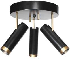 By Rydéns Deckenstrahler rund 3-flammig GU10 B: 30 cm Schwarz Gold* Flurlampen|Wohnzimmerlampen