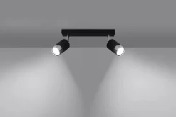 Online Sollux Deckenstrahler Schwarz Chrom 30 cm Metall 2-flammig