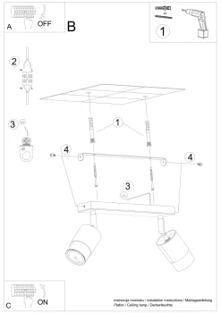 Online Sollux Deckenstrahler Schwarz Chrom 30 cm Metall 2-flammig