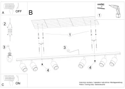 Discount Sollux Deckenstrahler Schwarz Chrom 117 cm lang schwenkbar