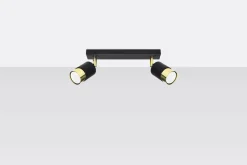 Sollux Deckenstrahler Schwarz Gold 30 cm länglich 2-flammig GU10* Deckenleuchten|Flurlampen